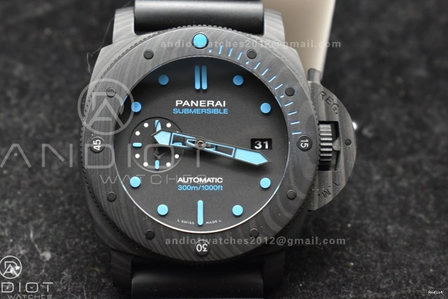 Clone VSF on Markers Blue 47mm Strap PAM1616 Carbotech Best Dial P.9010 Rubber Edition Black 0515